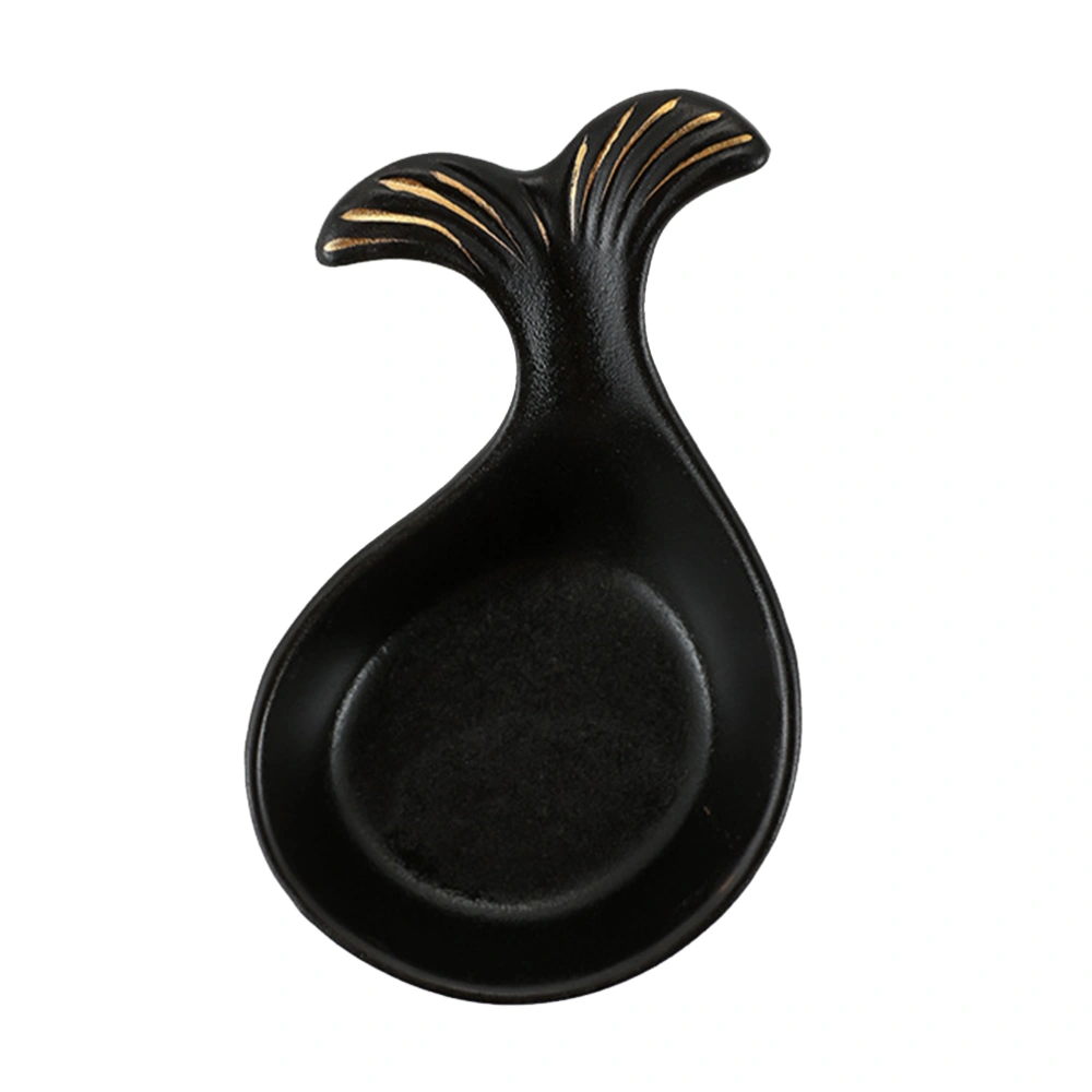 1pc Ceramic Sauce Dishes Household Gold Fish Tail Shape Serving Dish Seasoning Dipping Bowls Appetizer Plates for Home (Black S)