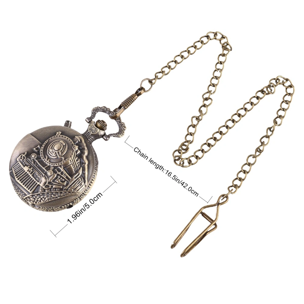 1pc Vintage Pocket Watch Pocket Watch Pocket Watch Locomotive Shape Design for Friends (Brown)