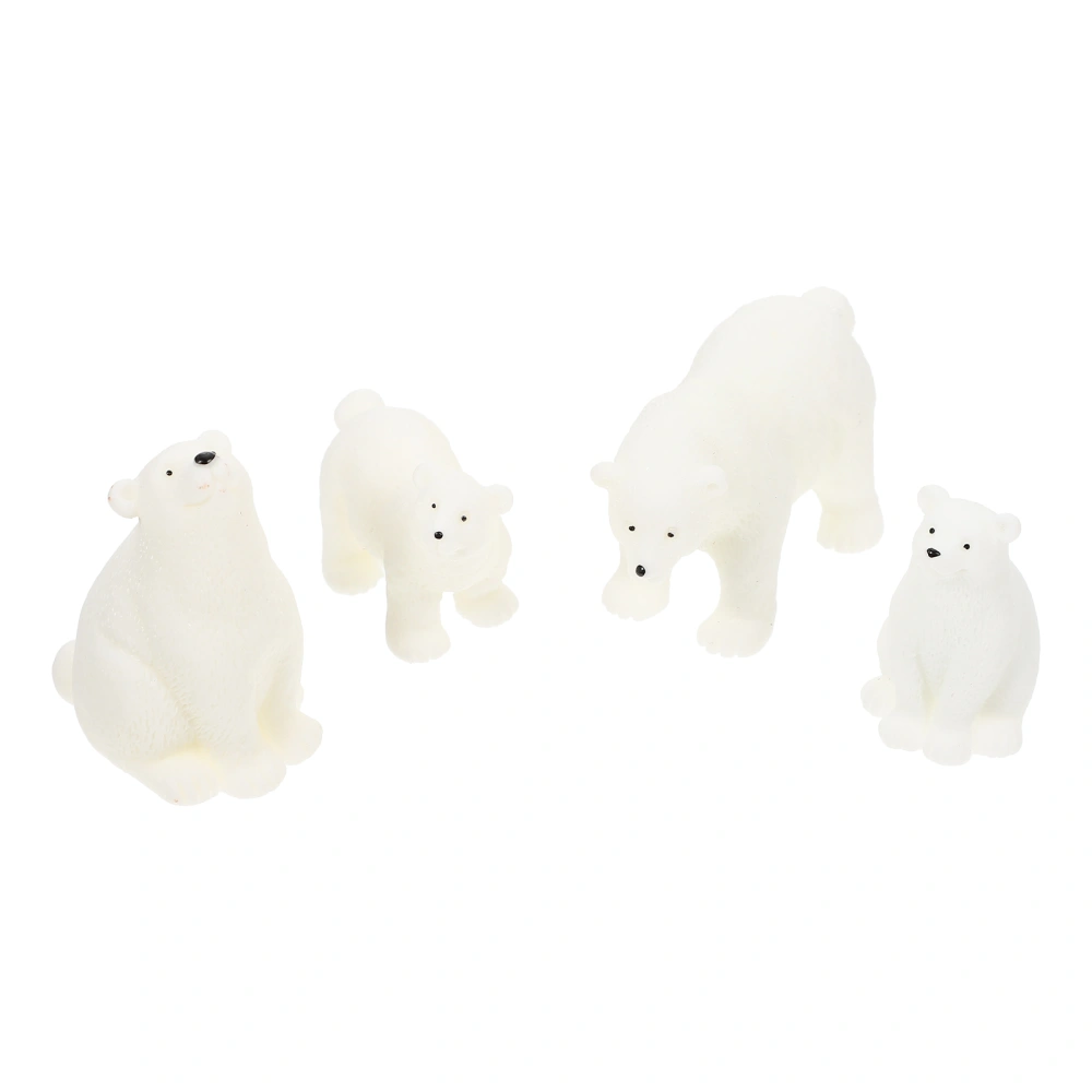 4Pcs Simulated Polar Bear Models Decorative Animals Statue Micro Landscape Decoration