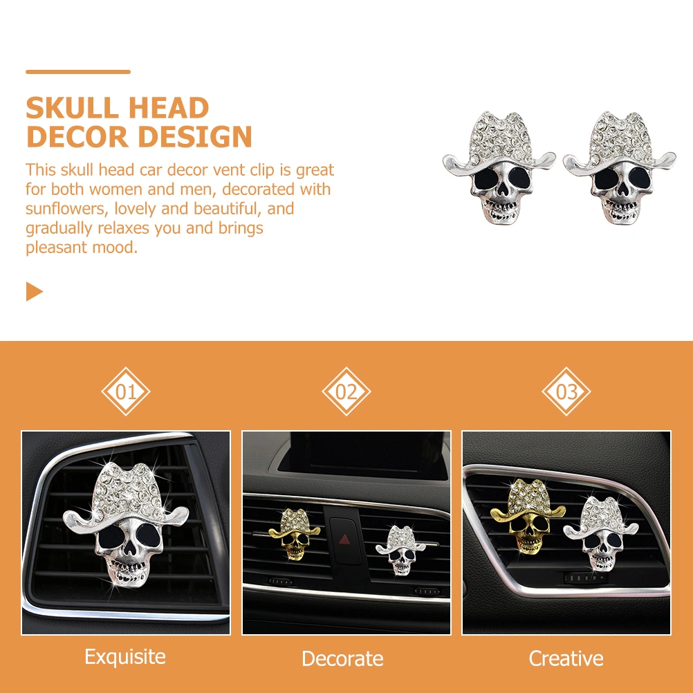 2pcs Car Air Freshener Clip Car Air Conditioner Air Outlet Skull Decoration