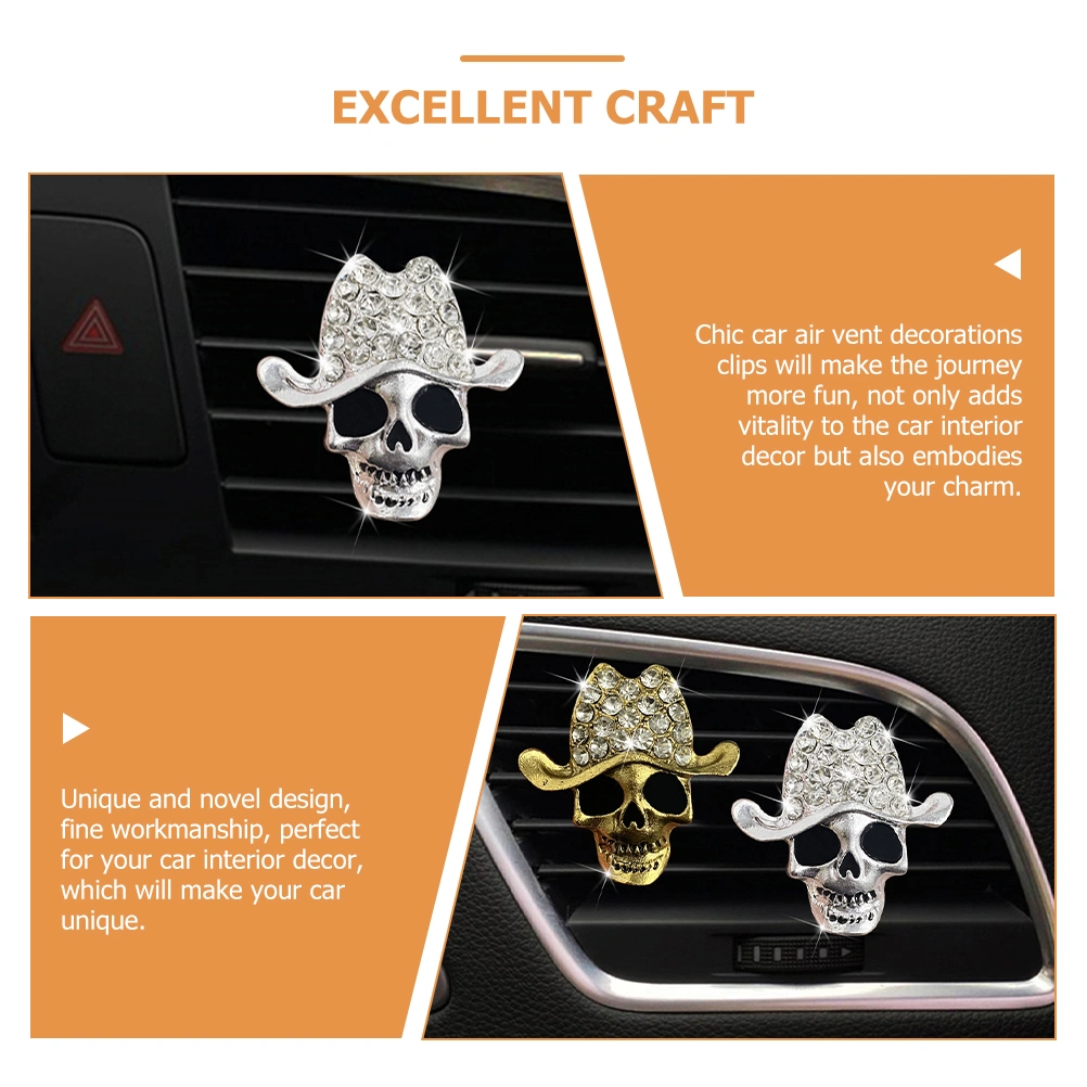 2pcs Car Air Freshener Clip Car Air Conditioner Air Outlet Skull Decoration