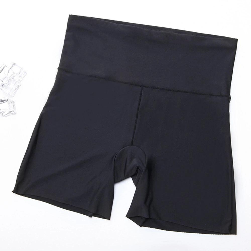 1PC Female Safety Pants Ice Silk Leggings High Waist Anti-emptied Pants Skirt Dress Shorts (Black L)