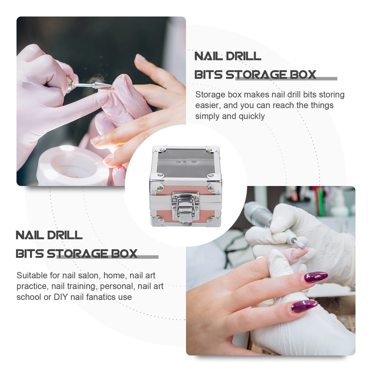 Nail Drill Bits Storage Box Sturdy Acrylic Manicure Grinding Head Display Box