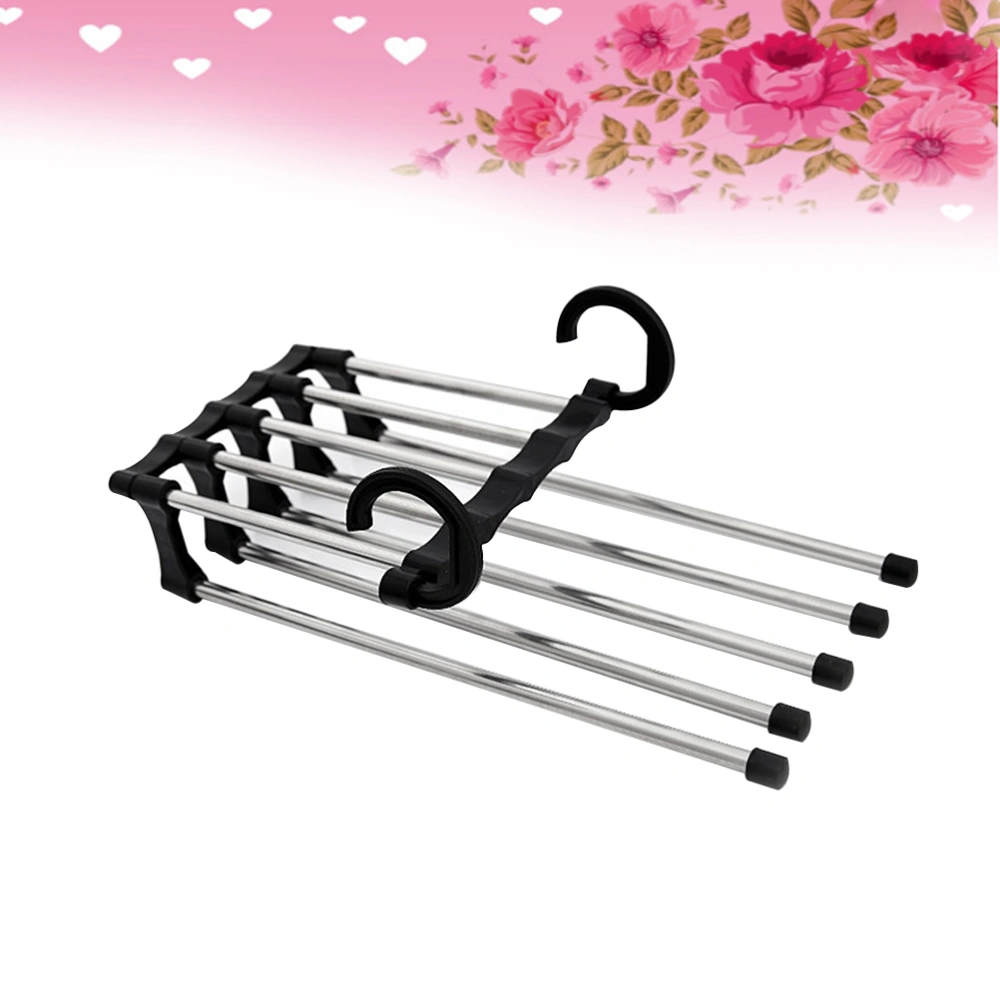 Hanging Wrinkle-Free Pants Rack Creative Cabinet Multifunctional Telescopic Stainless Steel Drying Pants Rack (Black)