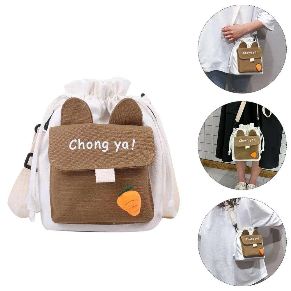 1 Pc Creative Cross Bag Adorable Korean Style Canvas Lady Shopping Bag