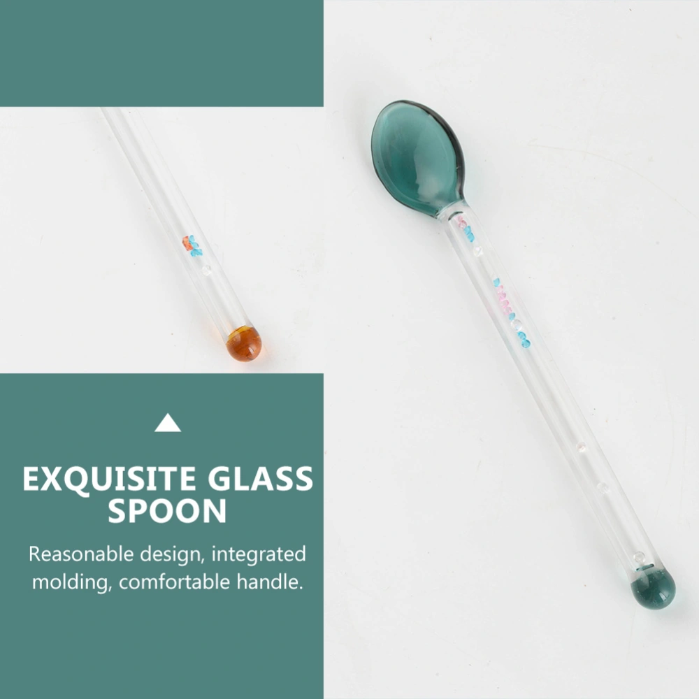 4Pcs Creative Milk Spoons High-temperature Resistant Glass Spoons (Random Color)