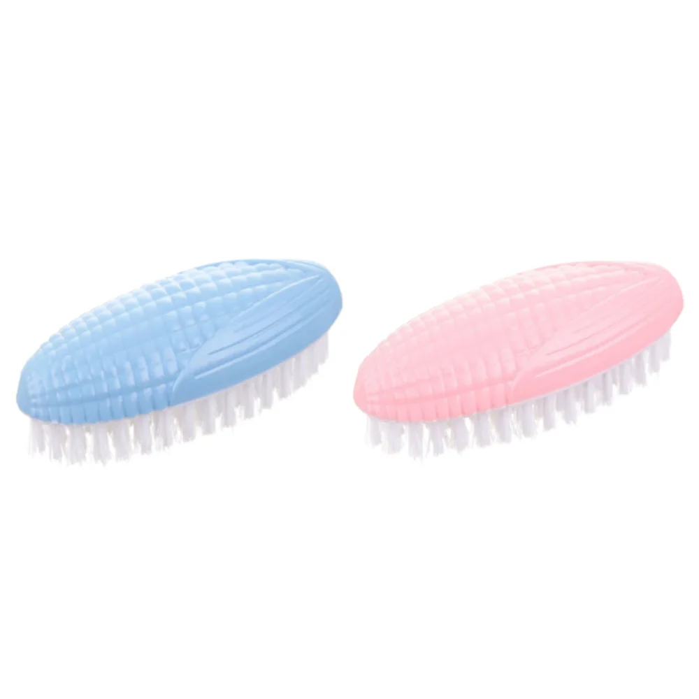 2PCS Creative Peanut Corn Modeling Laundry Brush Shoe Brush Household Multi-function Cleaning Brush Plastic Bristles Brush (Corn Shape Random Color)