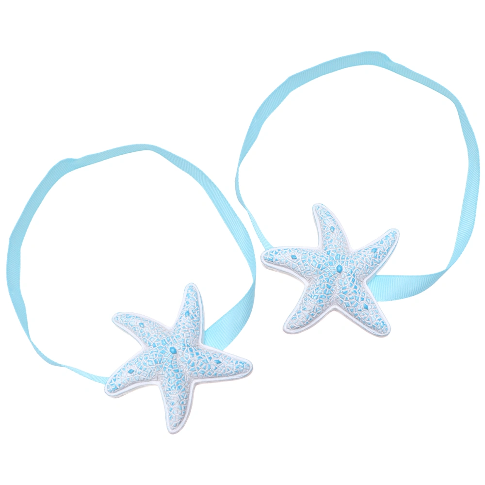 2pcs Magnetic Curtain Buckle Sea Star Curtain Fasteners Curtain Binding Ropes Household Supplies (Blue)