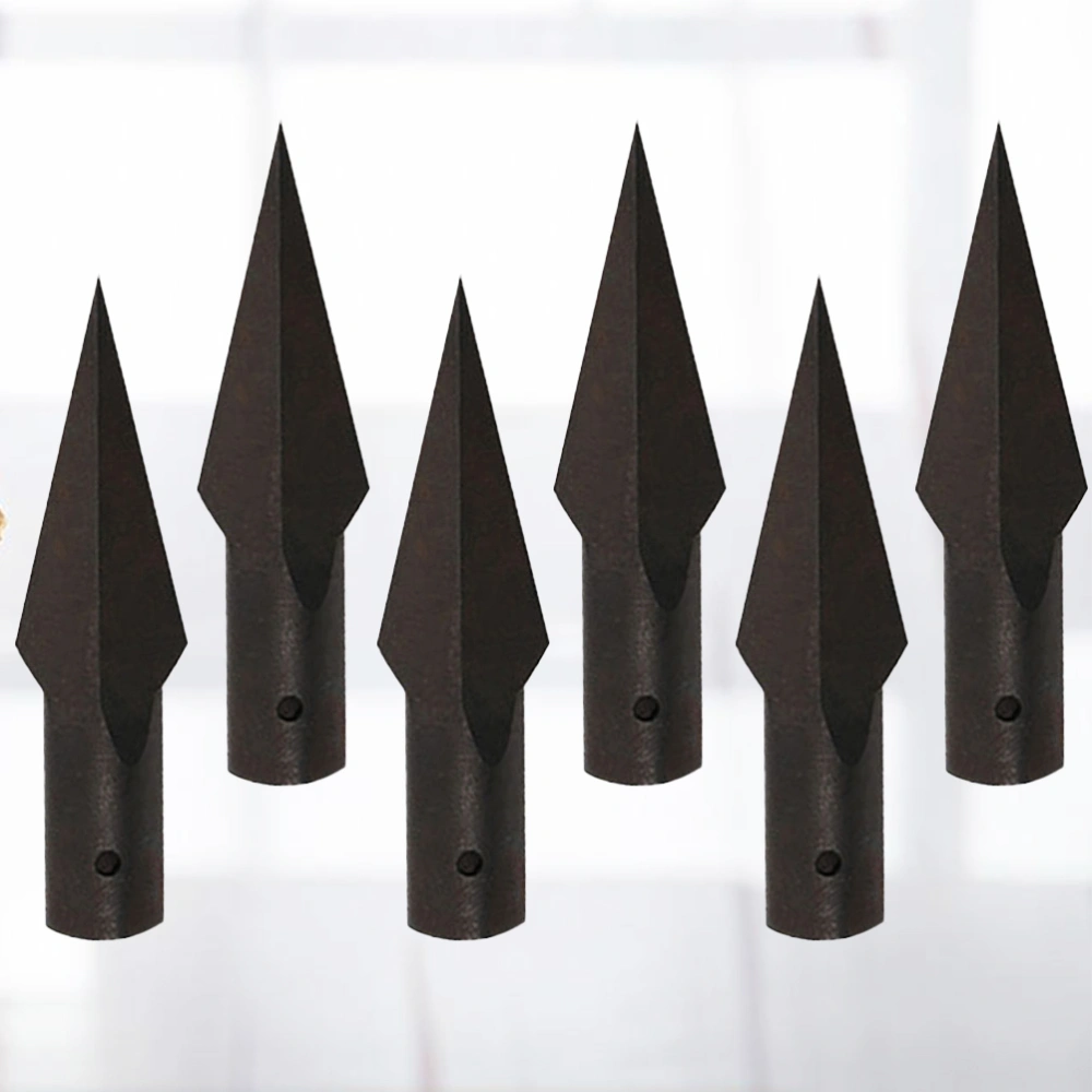 6PCS 8mm Replacement Arrowhead Retro Arrow Tips Carbon Steel Archery Accessories (Black)