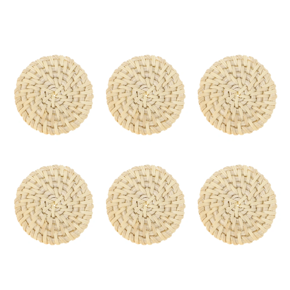 6Pcs Rattan Woven Charms Simple Round Earring Pendants Jewelry Making Ornaments