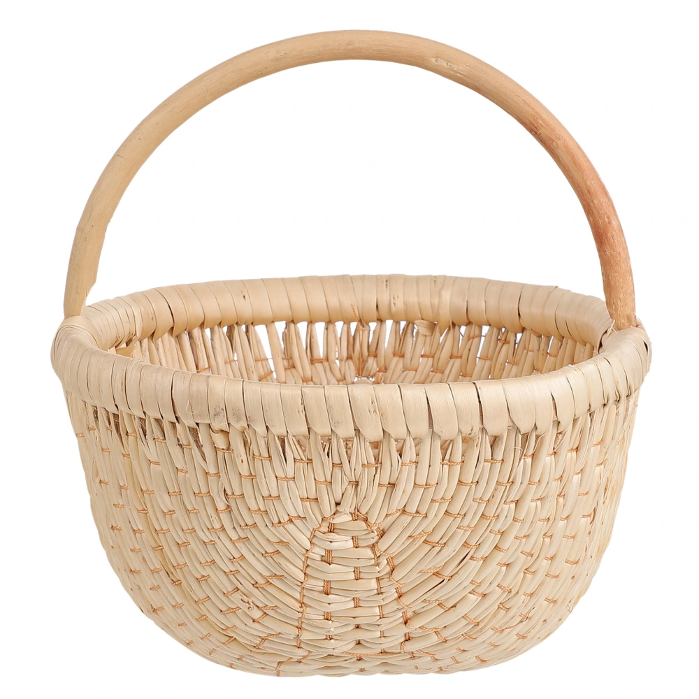 1Pc Decorative Hand Woven Storage Basket Handheld Flower Basket for Home (Beige)