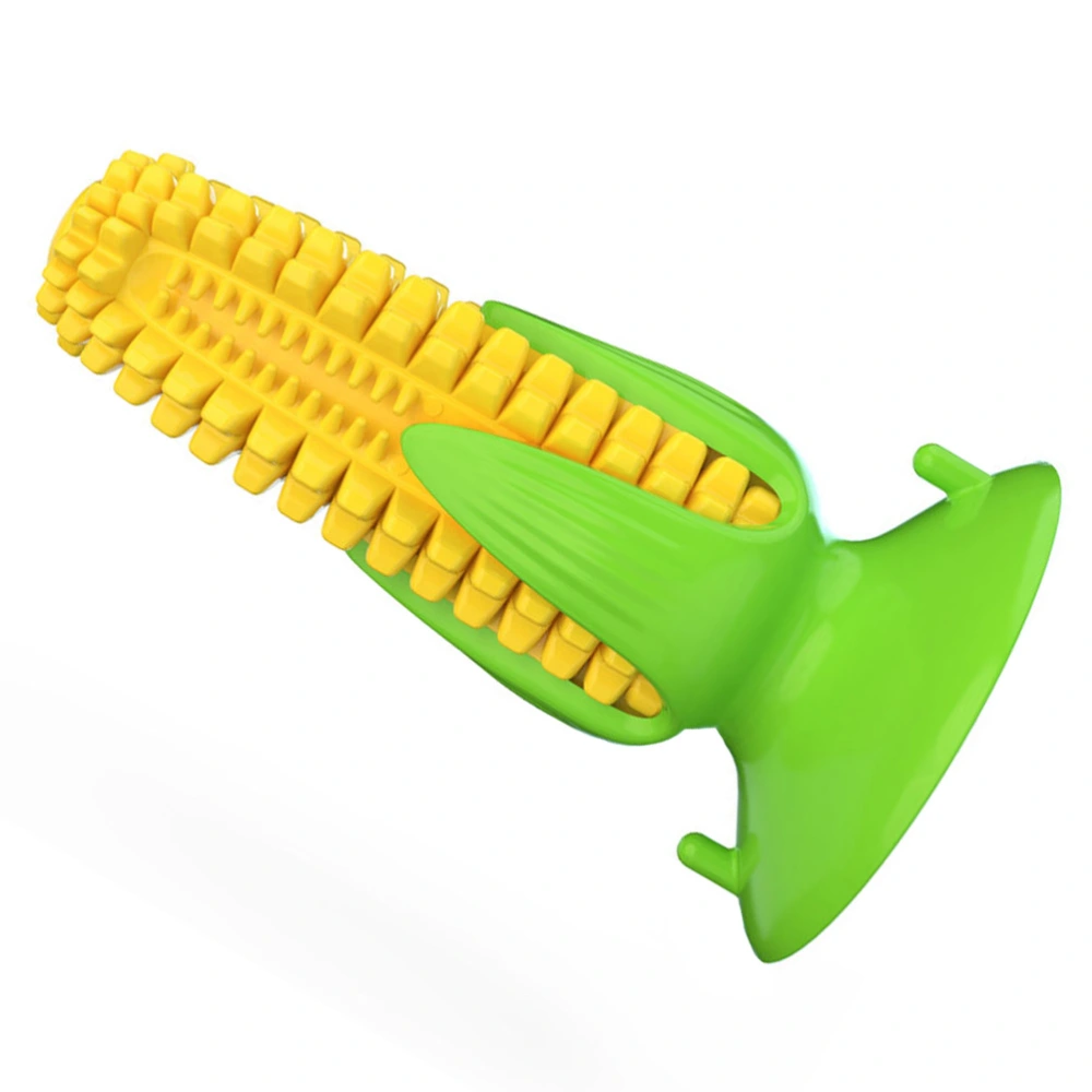 Aggressive Chewer Pet Dog Chew Corn Toy Squeaky Toothbrush with Suction Cup