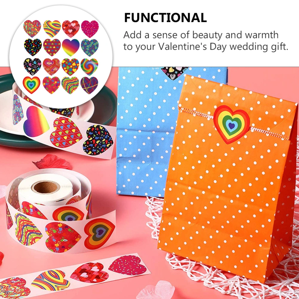 1 Set 2 Rolls Love Shape Decorative Stickers Gift Labels for Wedding (Red Blue)