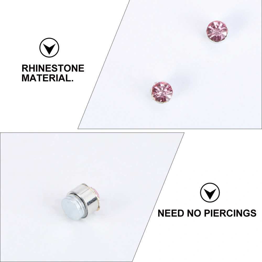 2Pcs Stylish Women Rhinestone Earrings No Piercing Magnetic Wearing Earrings