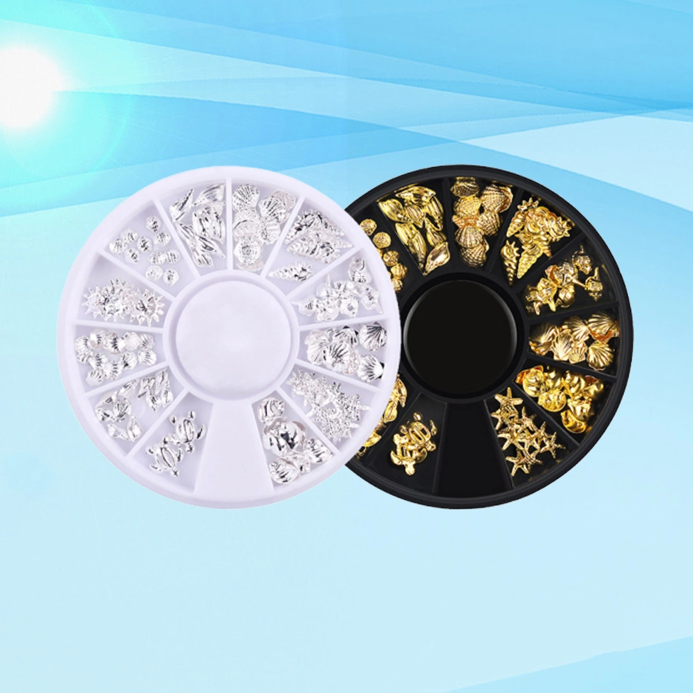2 Boxes of Metal Nail Rivet Marine Themed Rivet Manicure Decorative Rivet DIY Fingernail Patch (Silver, Golden)