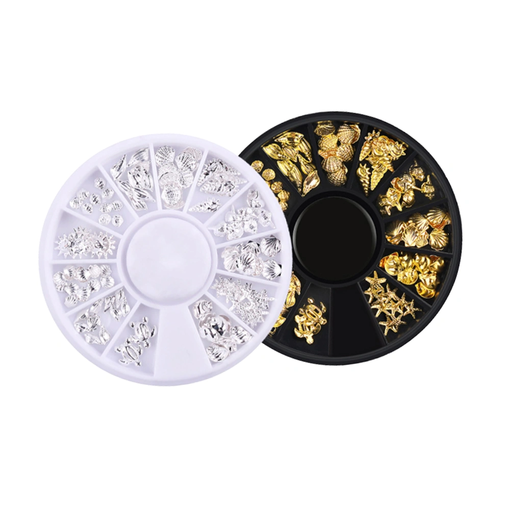2 Boxes of Metal Nail Rivet Marine Themed Rivet Manicure Decorative Rivet DIY Fingernail Patch (Silver, Golden)