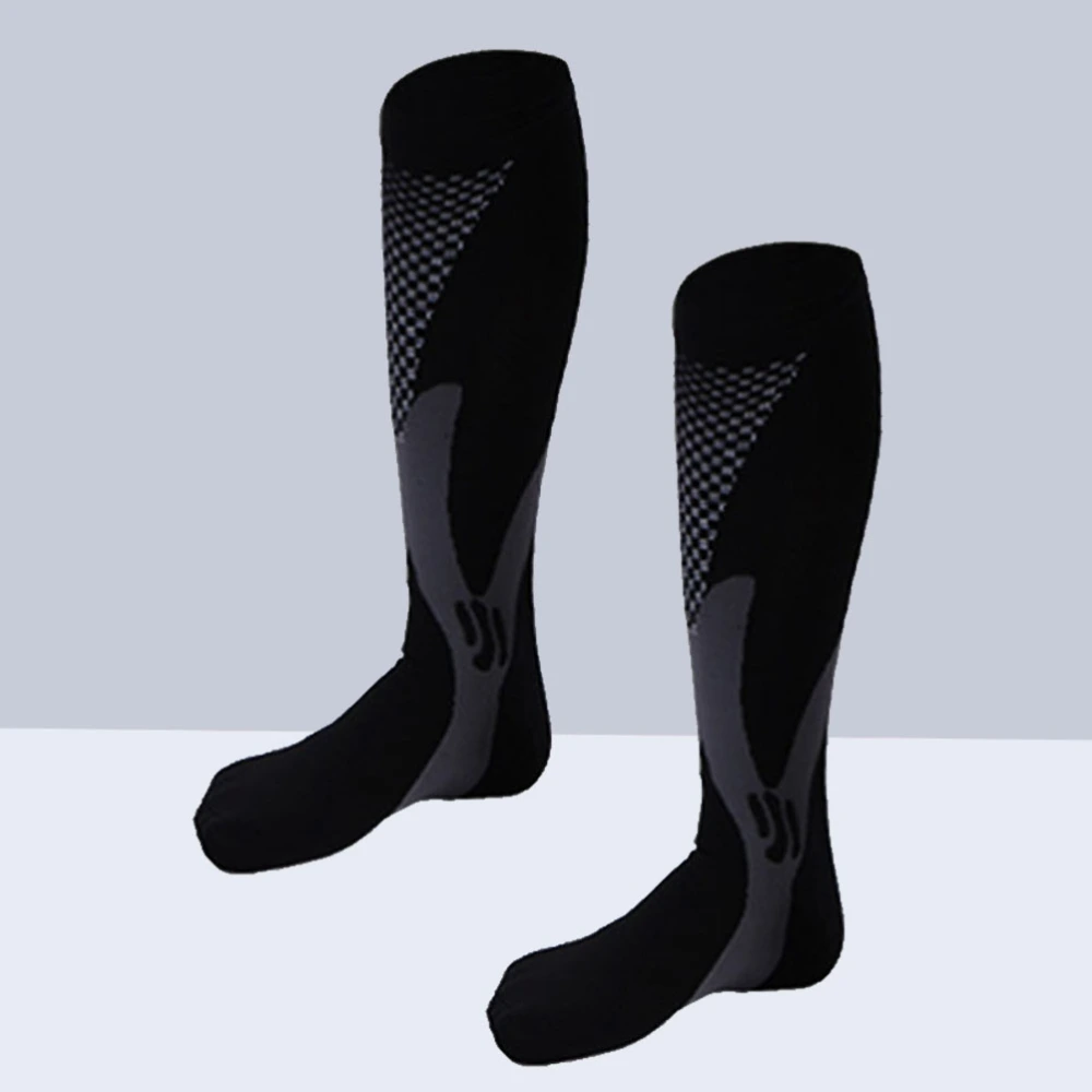 Unisex Compression Socks Comfortable Breathable Solid Socks Unisex Brand Stock Fashion Casual Crew Socks -Size XXL (Black)