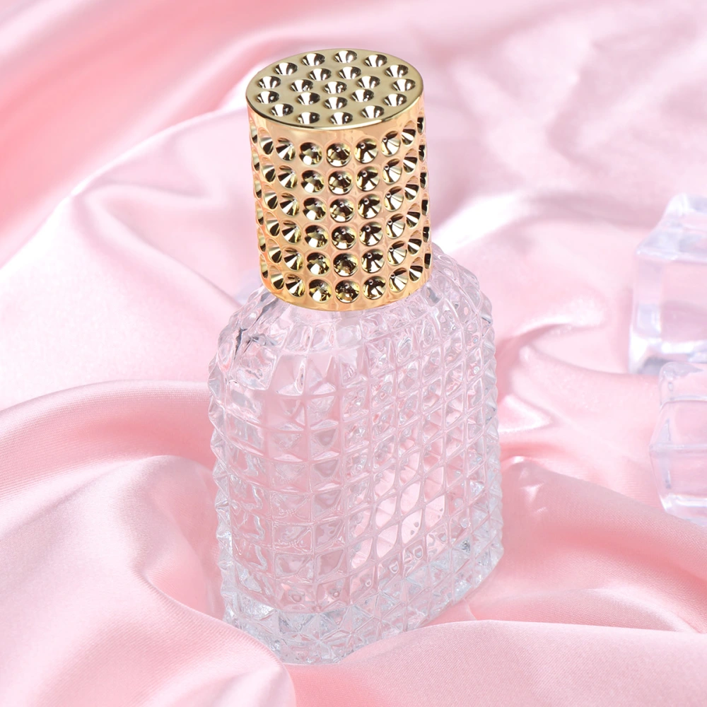 4pcs 30ml Perfume Galss Bottles Refillable Empty Containers Subpacking Spray Bottles for Women (Golden Lid)