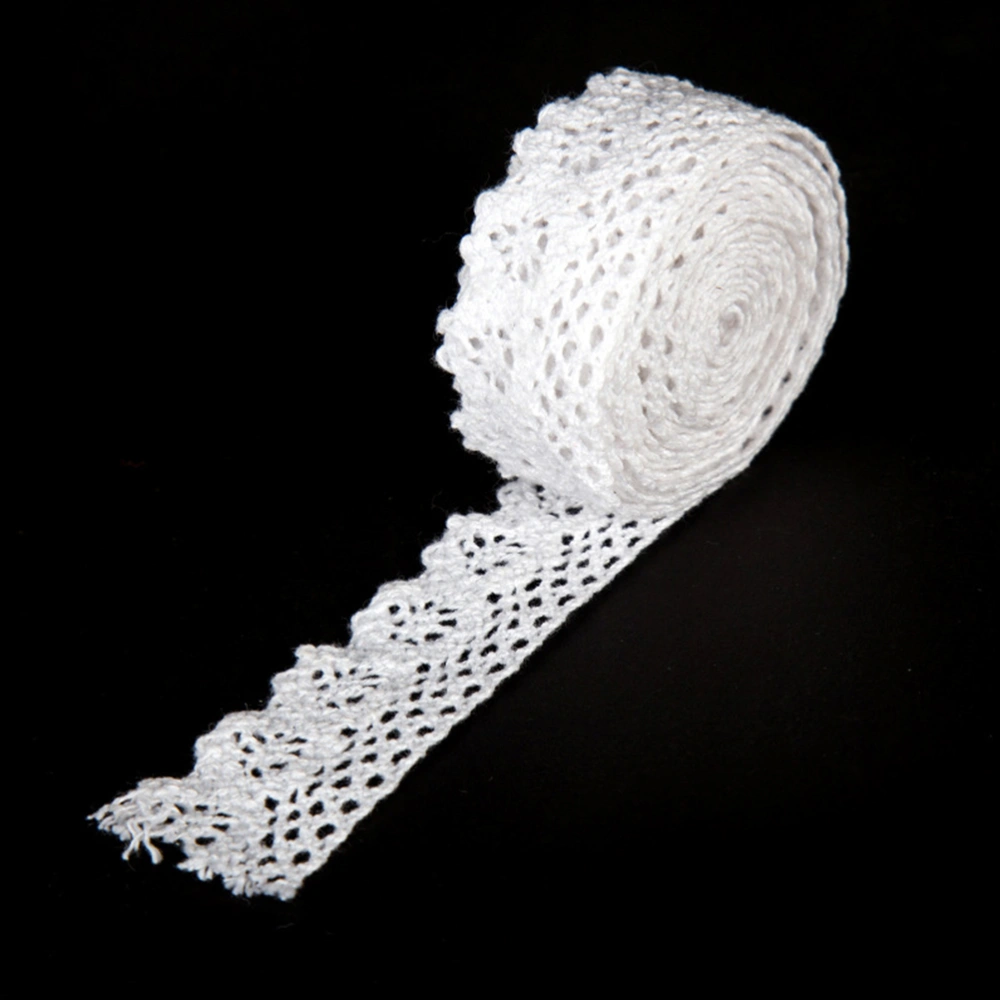 5 Rolls of 2.5cm Lace Accessories Decoration DIY Handmade Ribbon Materials Lace Fitting (White)