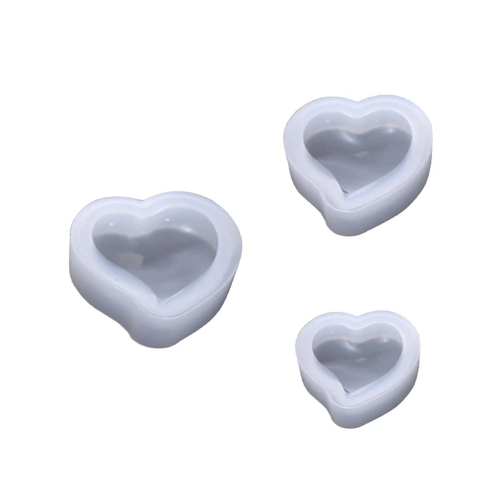 3PCS DIY Heart Shaped Silicone Mold Multi-purpose DIY Crystal Drop Mold Mirror Surface Heart-shaped Silicone Mold Creative DIY Jewelry Cake Mold for Home Store Studio Use White