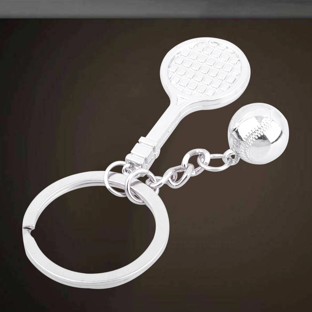 Tennis Ball Racket Metal Keychain Key Ring Sports Gift Key Accessories for Car Keys Bag Charm Handbag