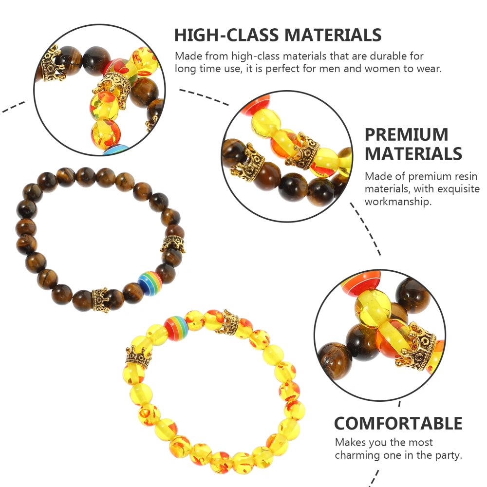 2Pcs Beaded Bracelet Decorative Resin Bracelet Skin-friendly Bracelet Novelty Bracelet