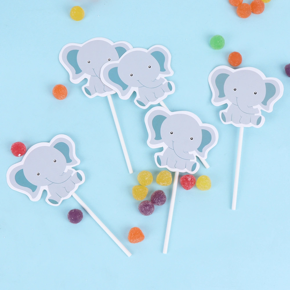 24pcs Elephant Design Cake Toppers Cupcake Ornament Picks Interesting Cake Decor Dessert Adornment for Party Home