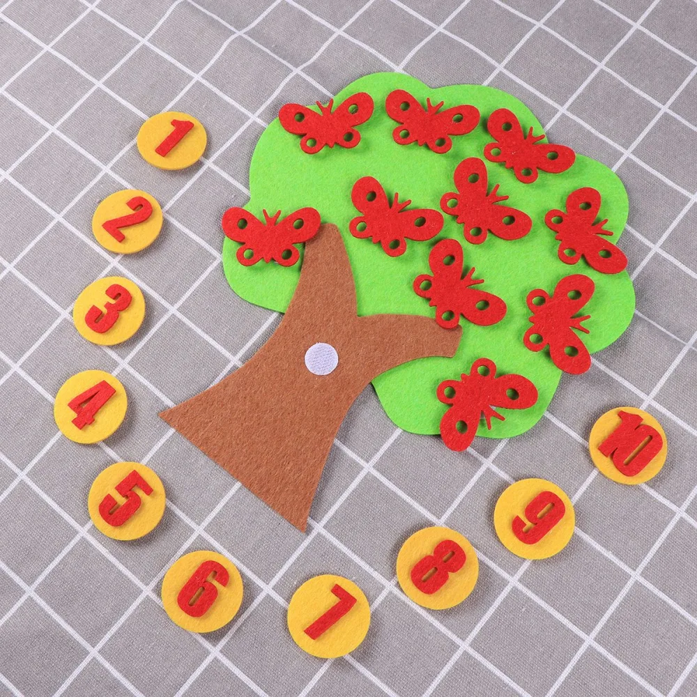 Felt Non-woven Fabric Cloth Kindergarten Teaching Equipment Felt Children's Educational Diy Handmade Toys (Tree and Matching Numbers)