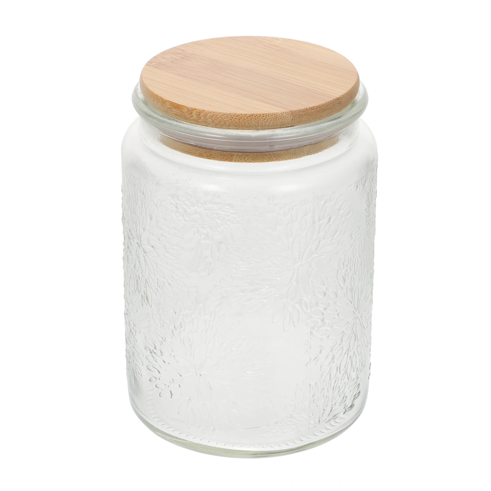 1 Pc Vintage Embossed Glass Storage Jar Household Storage Tank for Home (Transparent)