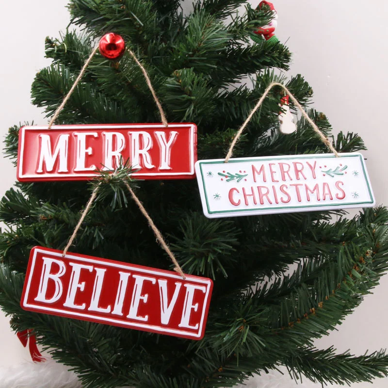 Creative Iron Christmas Word Plate Show Window Decorations