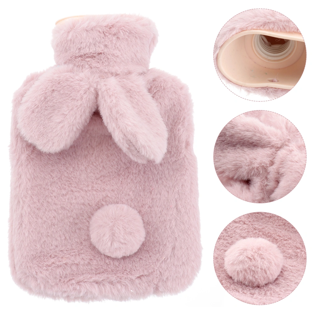 1Pc Cartoon Rabbit Shaped Plush Hot Water Bottle Hand Warmer Portable Warm Water Bag (Purple)