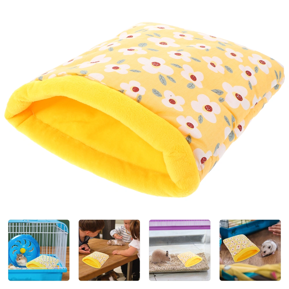 Small Pet Sleeping Bed Hamster Winter Warm Nest Guinea Pig Pouch (Yellow)