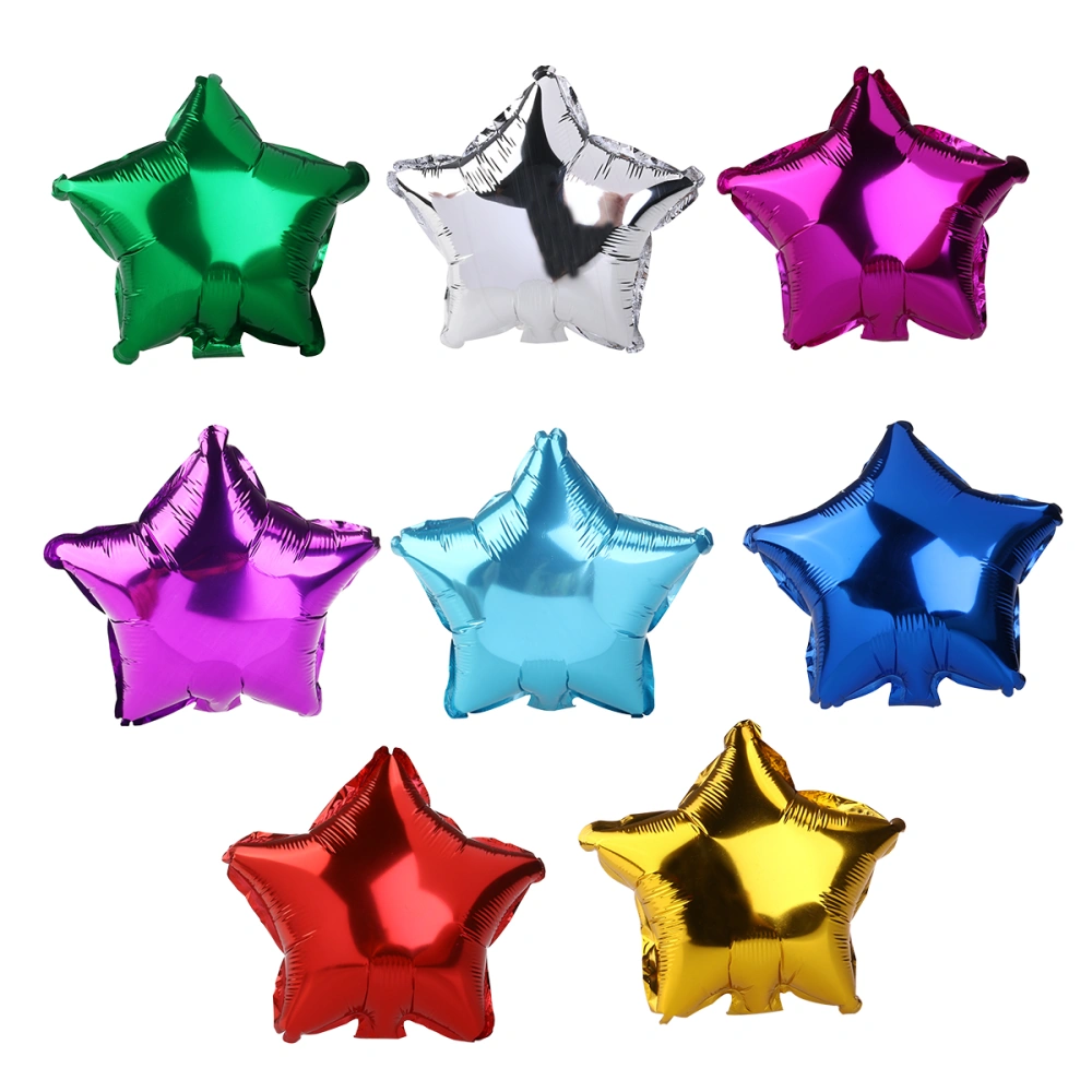 8pcs Five-pointed Star Shape Aluminium Coating Foil Balloons (Random Color)