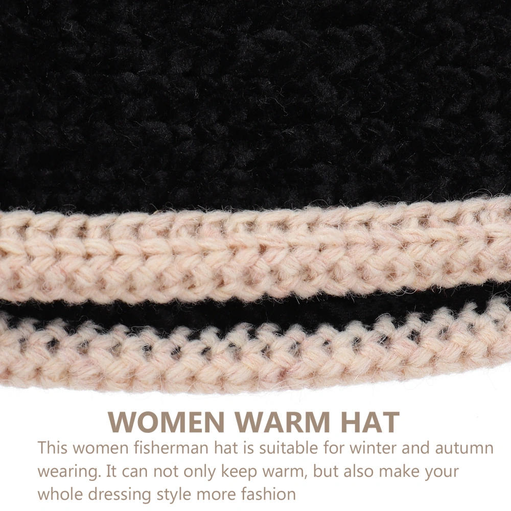 Autumn Winter Women Bucket Hat Fashion Warm Fisherman Hat Wool Bucket