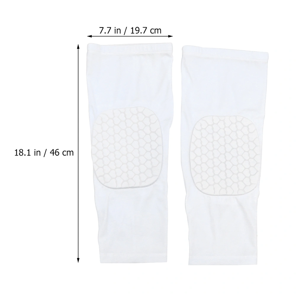 2 Pcs Short Honeycomb Anti-collision Sports Knee Brace Protective Sleeve Guard Gear Support Breathable Knee Protector for Outdoor Basketball Climbing (Size L, White)