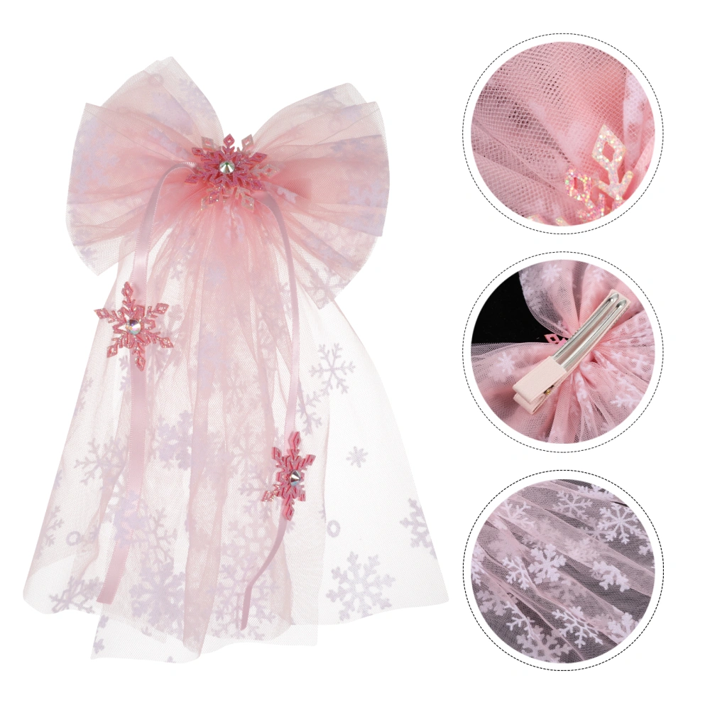 1pc Snowflake Gauze Fairy Hairpin Ribbon Headdress Baby Hair Accessory