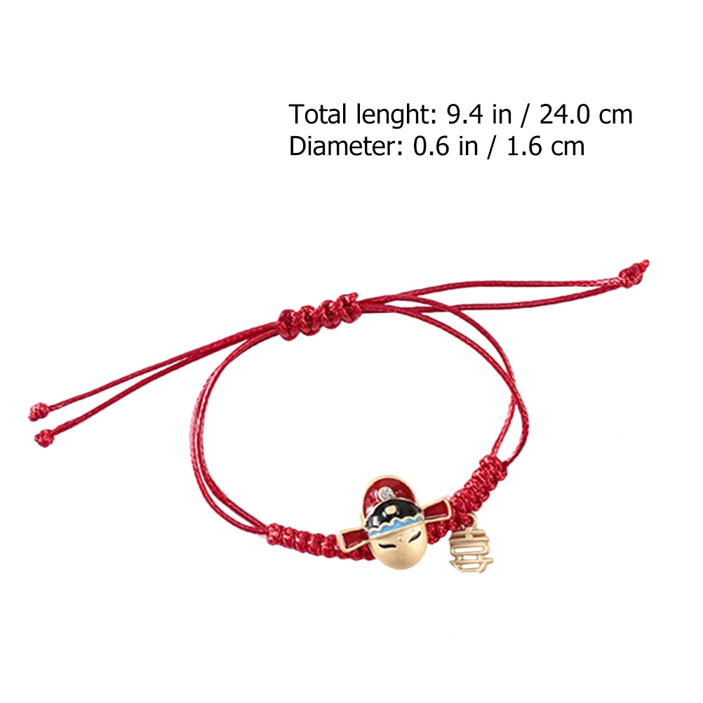 2pcs Chinese Style Opera Ornament Red Rope Bracelets Hand Chains (Red Blue)