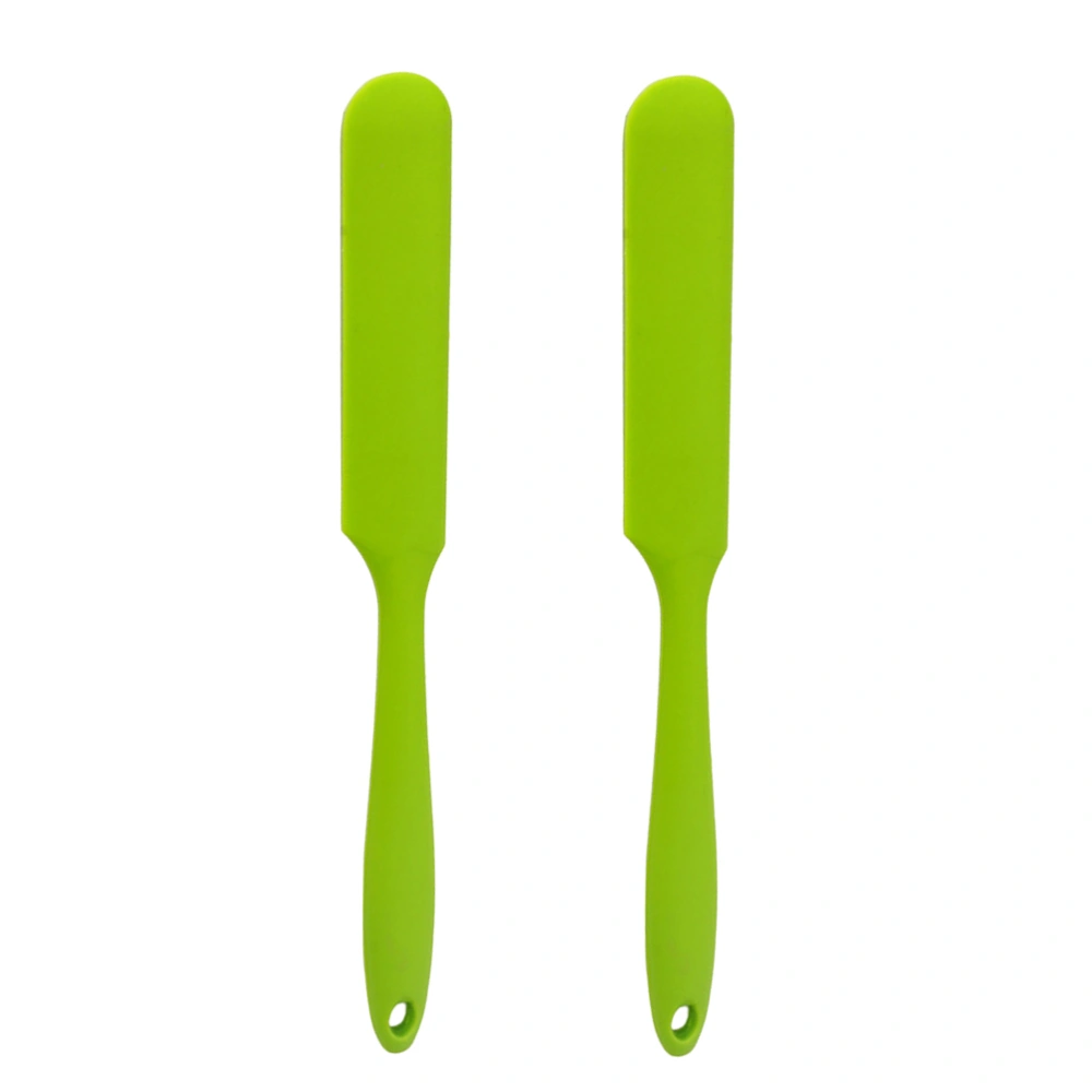 2 pcs Long Handle Silicone Spatula Cake Cream Mixer Baking Dough Scrapers Confectionery Tools Kitchen Accessories (Green)