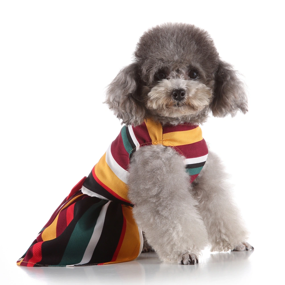 Summer Rainbow Striped Dog Clothing Pet Dog Skirt Costume Pet Supplies - Size XS