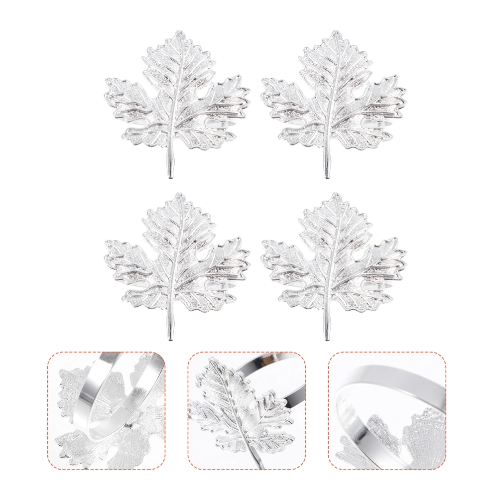 4 Pcs Thanksgiving Maple Leaf Napkin Buttons Napkin Decors Rings for Decoration