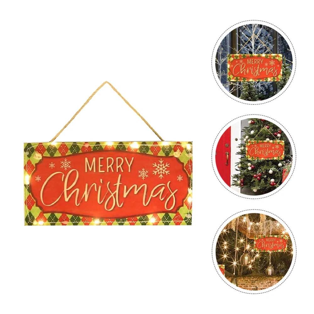 Luminous Wooden Merry Christmas Sign Wooden Door Wall Hanging Ornament Board