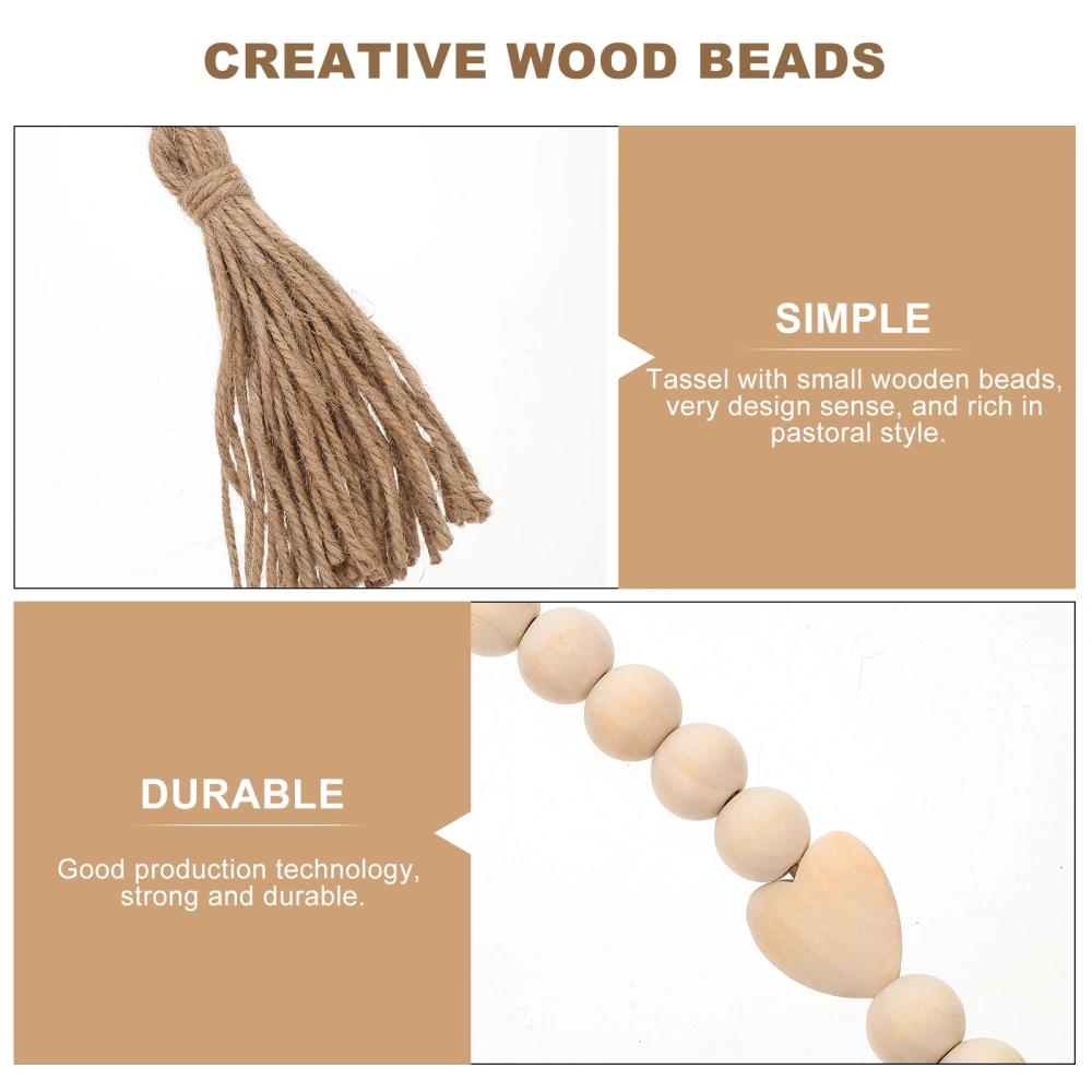 Wooden Beading Garland Tassel Pendant Home Wood Craft Wall Hanging Decoration