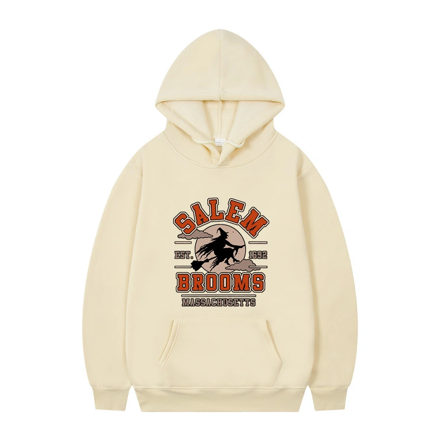 Halloween Witch Broom Print Men's Hooded Sweatshirt