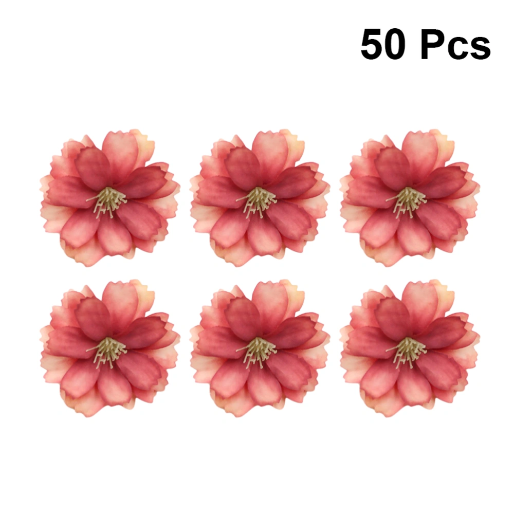 50pcs Simulation Flower Decor Artificial Plum Blossoms DIY Handmade Crafts Supplies for Home Party Champagne Red