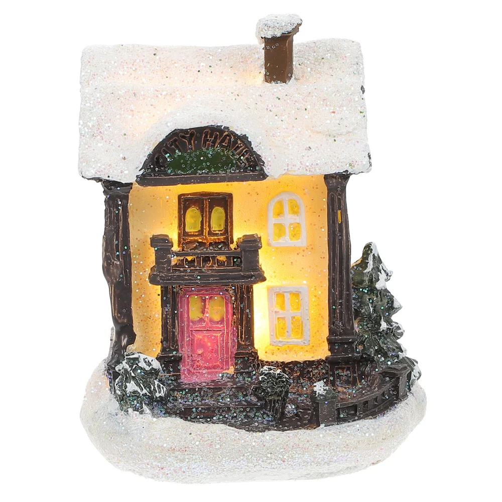 Christmas Lighted Mini House Miniature Village Houses Micro Landscape Decoration