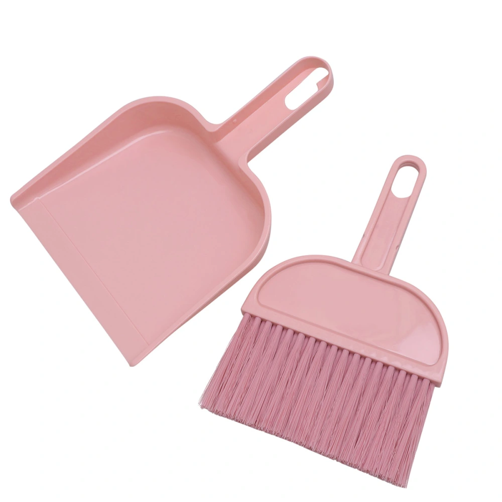 Practical Mini Broom and Dustpan Set for Home Desktop Pets Nest Cage Cleaning (Pink)