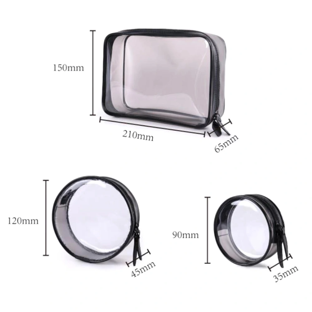 3 in 1 Multifunctional Transparent Square and Round Makeup Bags PVC Portable Waterproof Storage Bag Case Toiletry Bag Wash Bag