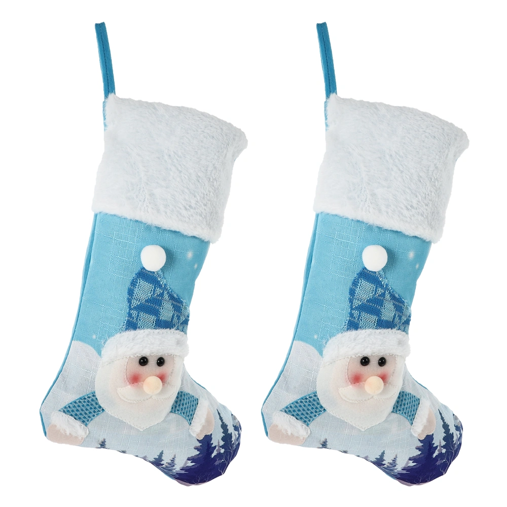 1Pc Christmas Luminous Gift Sock Creative Hanging Sock Candy Gift Pouch Sky-blue