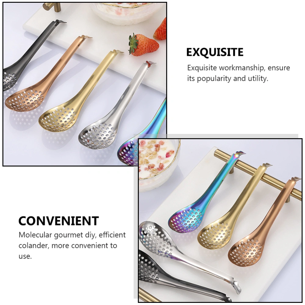 2pcs Stainless Steel Caviar Spoons Strainers Household Wonton Spoons Kitchen Gadgets