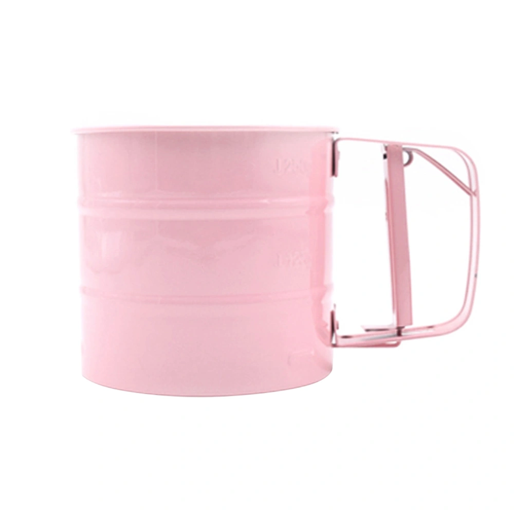 Handheld Flour Sifter Cup Stainless Steel Flour Sifter Baking Tool (Pink)